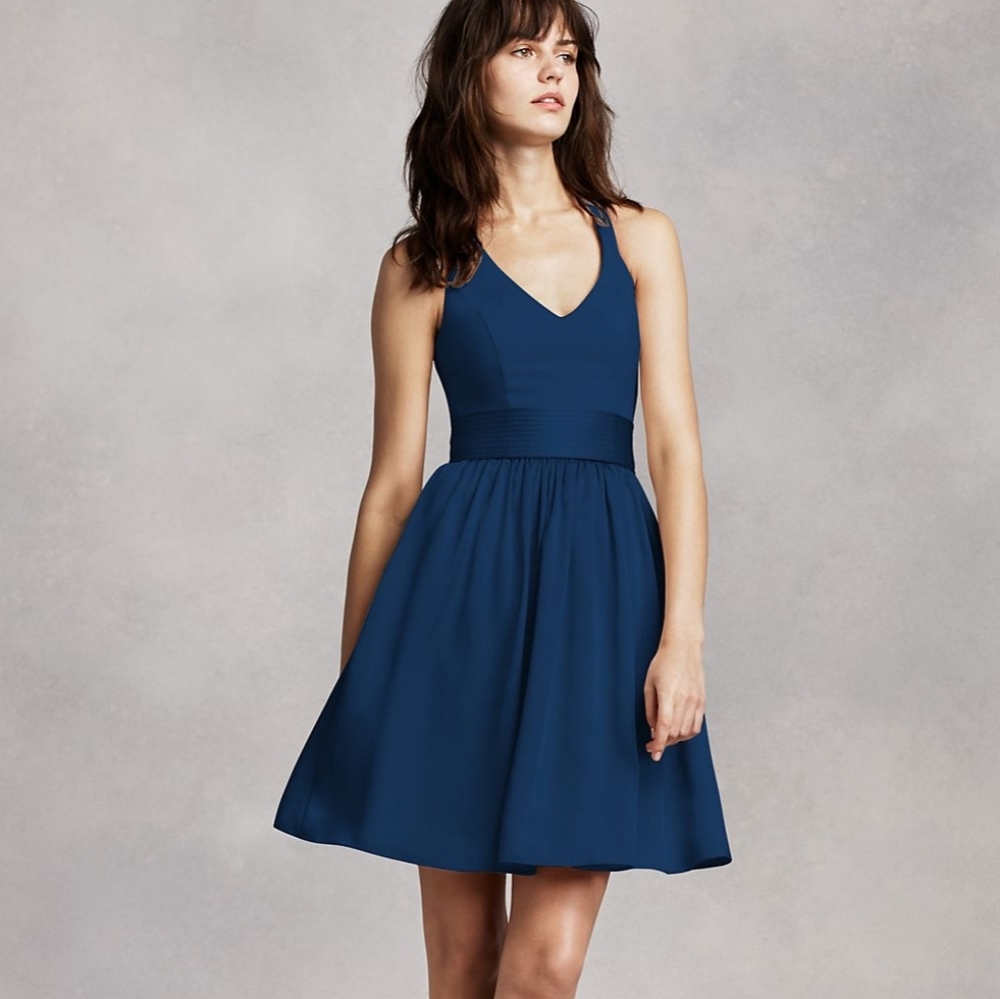 White by Vera Wang • V-Neck Halter Dress